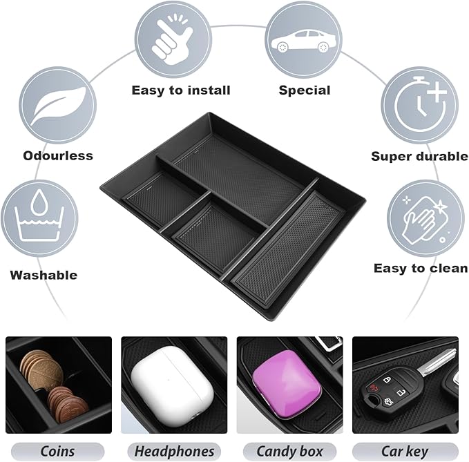 SKTU for 2024 2025 2026 Tesla Cybertruck Center Console Organizer 2024 2025 2026 Cybertruck Co-pilot Gloves Storage Box Cybertruck Accessories 2024 2025 2026 Cybertruck Passenger Side Glove Box