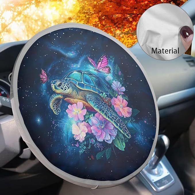 Turtle Reflective Steering Wheel Shield Blue UV Rays Sun Visor Protector for Summer Easy to Install Car Rudder Reflector Protector for SUV Vehicle Sedan Truck
