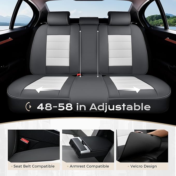 Coverado Car Seat Covers Full Set, Seat Covers for Cars, Front Seat Covers and Back Seat Cover Waterproof Leather Automotive Seat Cover, Universal Car Interior Protectors Cushion for Most Cars