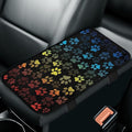 Bulopur Colorful Dog Paw Prints Auto Armrest Console Car Accessories Car Center Console Cover Easy to Install Armrest Console Cover Flannel Thickened Fit for Most Cars, Vehicles, SUVs