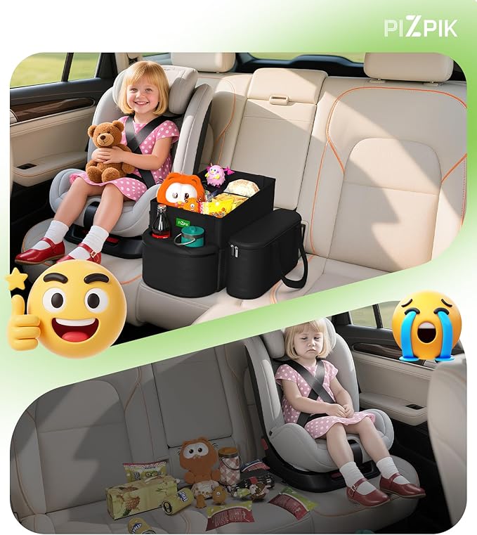 Plzpik Large Car Seat Organizer with Removable Cooler Bag for the Front or Back Seat for Kids and Adults.Versatile for Use in Multiple Scenarios.