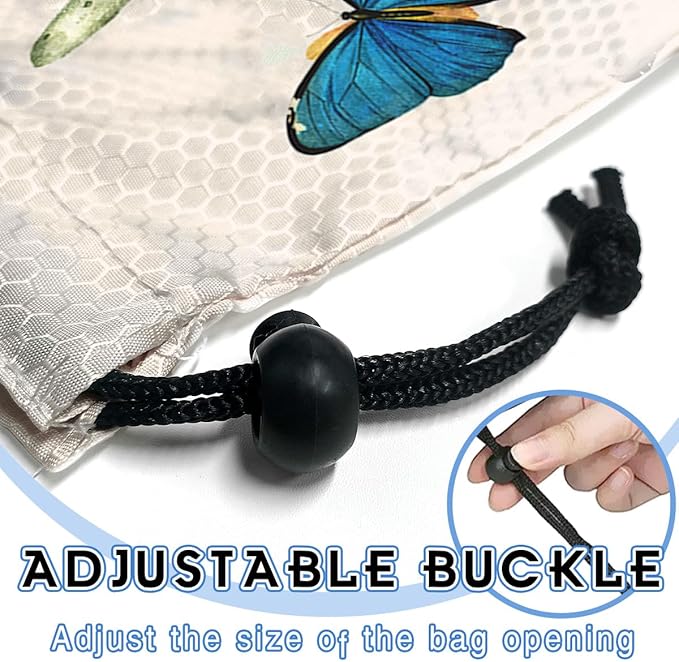 GEGEPINK Car Trash Bag Hanging Back of Seat Waterproof Small Cute Printed One-Handed Strap Drawstring Garbage Bags for Car-Butterfly Wildflower