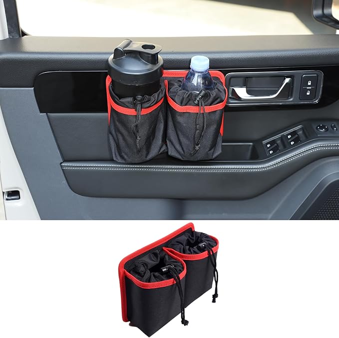 Car Water Cup Storage Bag Compatible with INEOS Grenadier 2020-2026, Co-Pilot Cup Holder Hanging Multi-Function Storage Bag Organizer Tray Interior Accessories (Red)