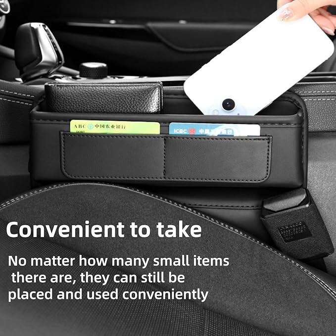 AutoCabins 2 Pack Premium Car Seat Gap Filler Organizer - Universal Storage Box with Card Slots for Phones/Keys/Glasses, Fits Cars, SUVs & Trucks (Coffee-colored)