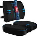 CushZone Seat Cushion, Lumbar Support Pillow with Adjustable Strap-Chair Cushions for Sciatica Pain Relief-with Washable Cover Memory Foam for Car, Travel and Wheelchair-Black