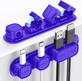 6 Pack Magnetic Cable Clips [1s Open/Lock], Laitver Cord Organizer Holder Strong Adhesive Desk Cable Management- Organize Charging Cords Neatly for Home, Office, Car,Desk, Nightstand-Dark Blue