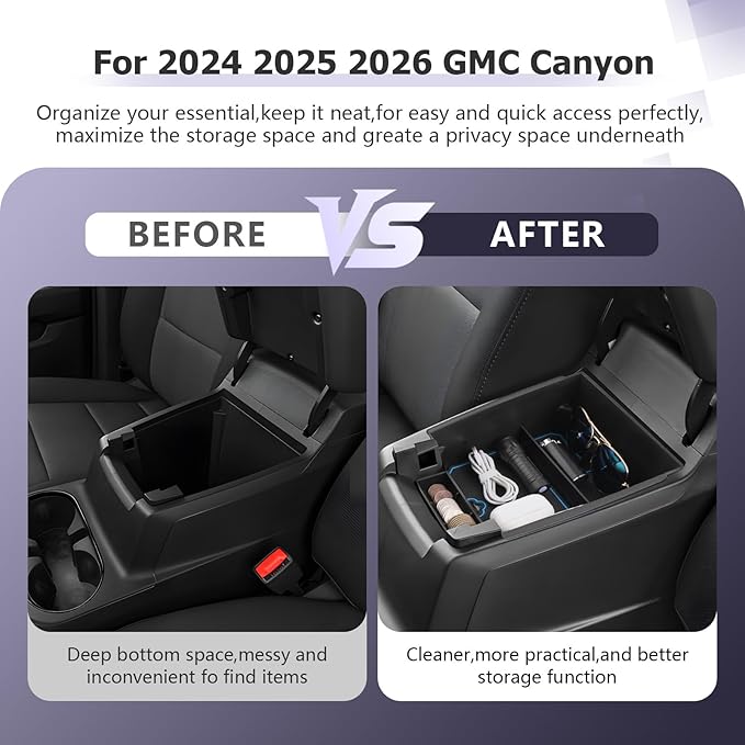 LUWU Center Console Organizer for 2023 2024 2025 2026 Colorado & GMC Canyon Accessories Armrest Console Storage Box Glove Organizer Tray ABS Material for Canyon Interior Accessories (Blue)