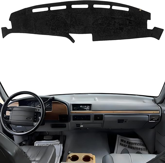 KEYOOG Dashboard Cover Dash Mat Fit for 1996-1992 Fo-rd F-150 Bronco,1997-1992 F-250 F-350 (for Left Hand Drive),Car Dash Board Mat Anti-Glare Carpet,Non-Slip Pad Sunshield Protector (Flannel)