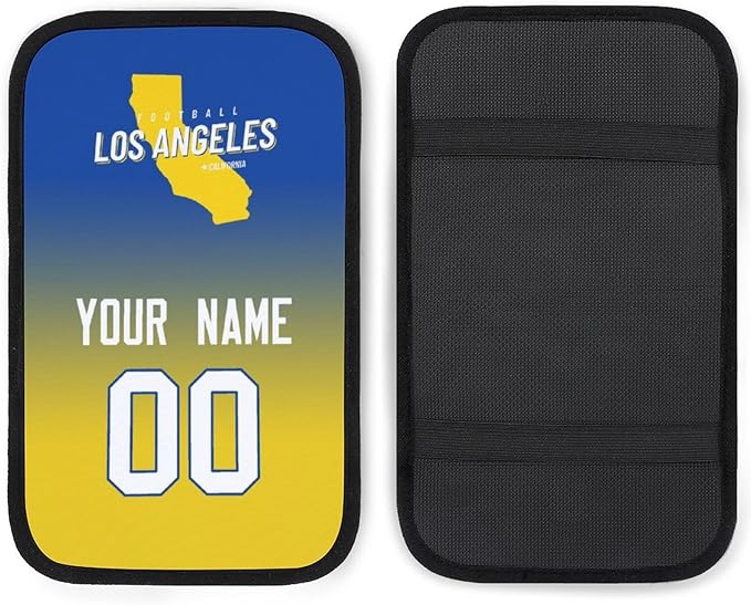 Custom Football Car Armrest Covers Universal Auto Center Console Pad Car handrail Box Cushion Personalized Add Name & Number Fans Gift Fit Suit for SUV Truck Sedan Van