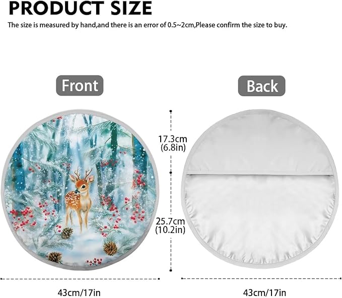 Christmas Sika Deer Cone Forest Pattern 17x17 inch Steering Wheel Sun Shade Cover Steering Wheel Sun Heat Shield Universal Block UV Rays Car Rudder Visor for Car SUV Truck Van