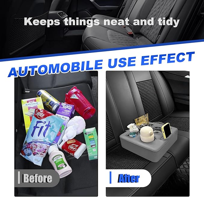 Kewucn Car Back Seat Organizer, Leather Sofa Cup Pocket, Waterproof Pillow to Store Drink Snack Phone, Universal Auto Couch Holder for Car, RV, Bed (Gray)