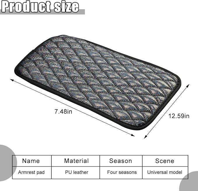 Car Center Console Cover, Soft Comfortable Vehicle Armrest Seat Box Cover Cushion, Wear Resistant Auto Armrest Storage Box Decoration Protector Pad, Universal for Truck SUV Sedan (Black)