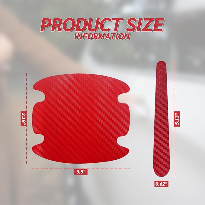 8PCS Carbon Fiber Car Door Handle Scratch Protectors, Universal Paint Guard Sticker for Door Handle Bowl, Fits Most Cars, Trucks, SUVs (Red)