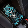 Dreaweet Teal Rose and Skull Center Console Cover Halloween Car Accessories for Women Interior Soft Comfort Vehicle Center Console Armrest Cover Pad Universal Fit Most Cars SUV Sedan