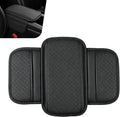 Car Center Console Cover, Perforated Leather Armrest Cushion with 2 Storage Bags, Plaid Arm Rest Box Pad, Car Armrest Storage Box Interior Accessories for Most Vehicles (Black)