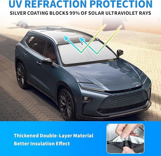 Thickened 2-Layer Front Windshield Sun Shade Compatible for Toyota Crown Signia 2025-present, Foldable Custom Fit Sunshade Blocks 99% Heat, Keeps Car Interior Cool (for Crown Signia 2025-present)