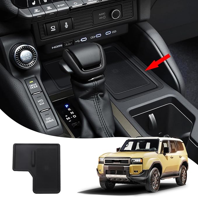 Central Console Wireless Charger Pad for 2024 2025 2026 Toyota Land Cruiser 250 Prado Lc250 Silicone Non-Slip Mat Dust-Proof Pad Internal Modification Accessories（Not Fit 1958） (Wireless Charger Pad)