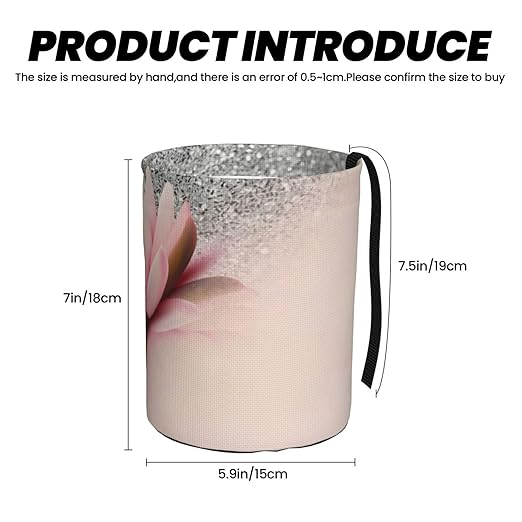 Trendy Girly Lotus Silver Car Trash Can Leak Proof Hanging Waterproof Garbage Can Multipurpose Trash Bin for Car SUV Front Seat Headrest Collapsible and Portable Storage Pocket