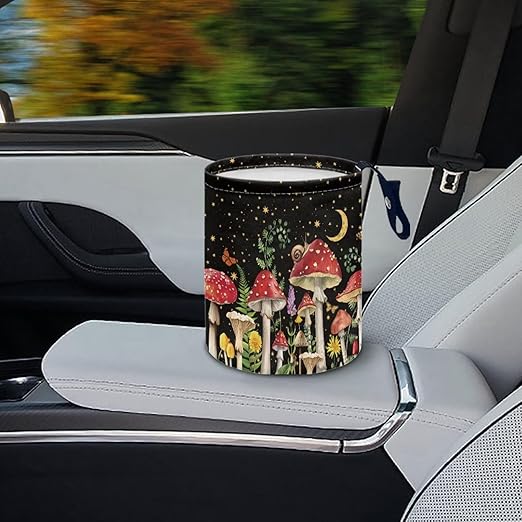 Brosoneto Mushroom Starry Sky Collapsible Floral Trash Can - Accessories for Cars, Camping & Family Gatherings, Easy to Clean