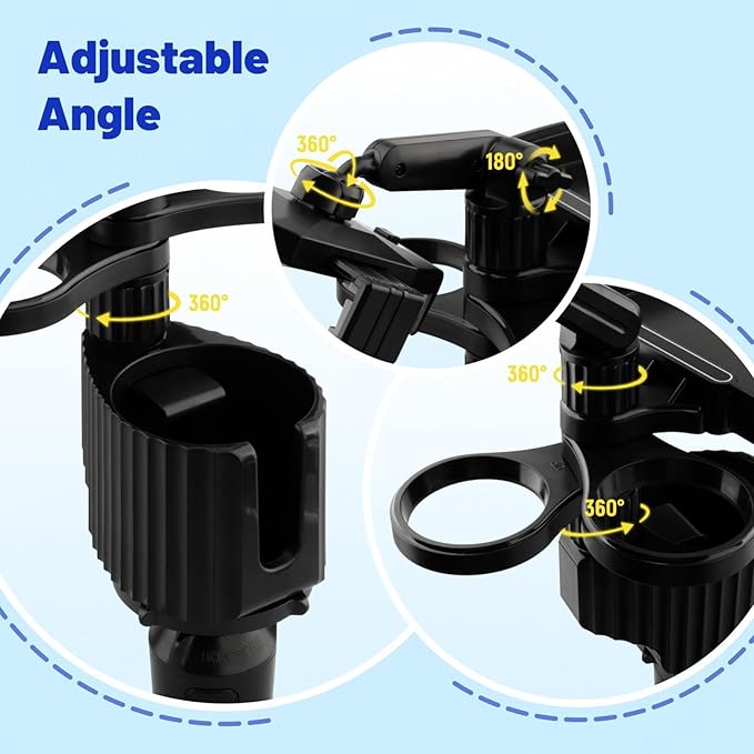 Car Cup Holder Tray - Adjustable Car Cup Holder Phone Mount with Food Tray 5 in 1 Swivel Expander for All Purpose, Automotive Extender Accessories Gifts for Auto Trucker Road Trip