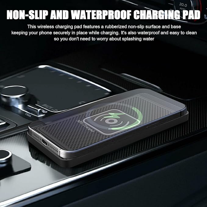 ZPSHYD Wireless Car Charger Charging Pad 15W Non Slip Fast Charging Phone Charger 4 Charging Modes, Compatible with Android iOS Qi Devices (1m Cable USB Port)