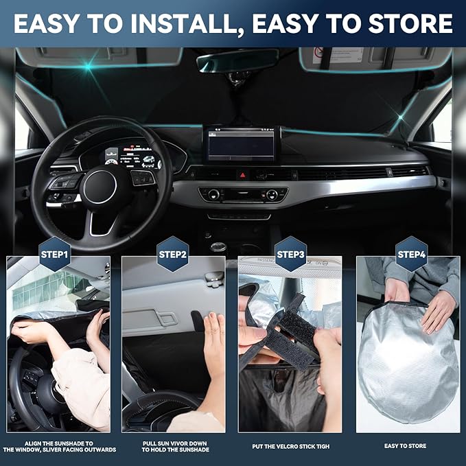 Sun Shade for Honda Odyssey Windshield Cover 2018-2024 2025 2026 4-Layer Front Window Shade Custom for Odyssey LX EX EX-L Touring Elite Sunshade 240T Shade Blocks UV Rays Cooler Car Accessories