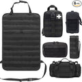 Upgrade Tactical Molle Seat Back Organizer with 5 Detachable Pouches, Universal Car Seat Back Bag Vehicle Organizers Panel Protector for Car Truck Jeep Vehicle (Black)
