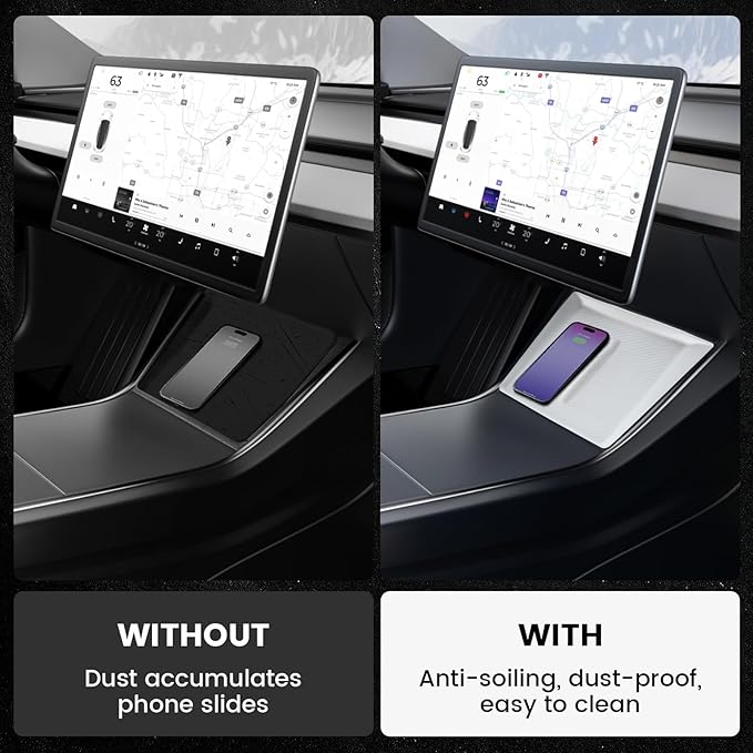 Tesla Wireless Charging Pad Silicone Protective Pad Accessories, Tesla Wireless Charging pad Accessories for 2025-2026 Tesla Model Y Juniper Premium/Performance - White