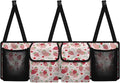 Dreaweet Strawberry Print Car Trunk Organizer for Sedan Collapsible Car Organizers and Storage with 4 Pockets Hanging Back Seat Organizer Cute Car Storage Accessories Interior for Women