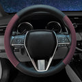 Mihecor Steering Wheel Cover Standard Size 14.5-15 inch, Non-Slip Car Wheel Cover Protector, Breathable Microfiber Leather, Black and Burgundy