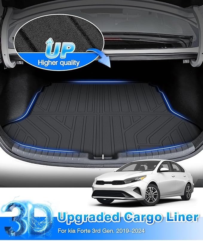 Cartist Floor mats & Cargo Liner Fit for 2019-2024 Kia Forte丨S | EX | FE | LX | LXS | GT | GT-Line丨All Weather Floor Liner for Forte Accessories, Heavy Duty TPE Waterproof