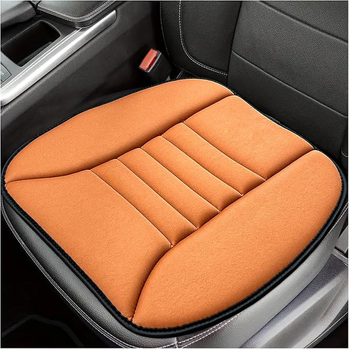 Sun Walker Car Seat Cushion, 1.2" Thick Memory Foam Auto Seat Protector Pressure Relief Pad, Nonslip Bottom Mat Comfort Driving Seats Cover for Truck SUV Sedan, Car Accessories (Orange)