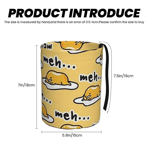 Gudetama Cute Car Trash Can Leak Proof Hanging Waterproof Garbage Can Multipurpose Trash Bin for Car SUV Front Seat Headrest Collapsible and Portable Storage Pocket