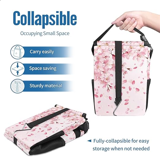 GVGHIDZ Car Trash Can – Multi-Purpose, Lightweight and Portable with Durable Water-Resistant Coating, No Installation Required, Practical and Ample Capacity, Variety of Colors.Cherry Blossom Pattern