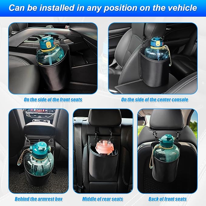BESULEN Car Seat Side Large Cup Holder, Hanging Storage Bag for Drink Water Bottle Baby Stuff, Multi-Functional Auto Organizer with Waterproof Liner, Universal Car Accessories Road Trip Essentials