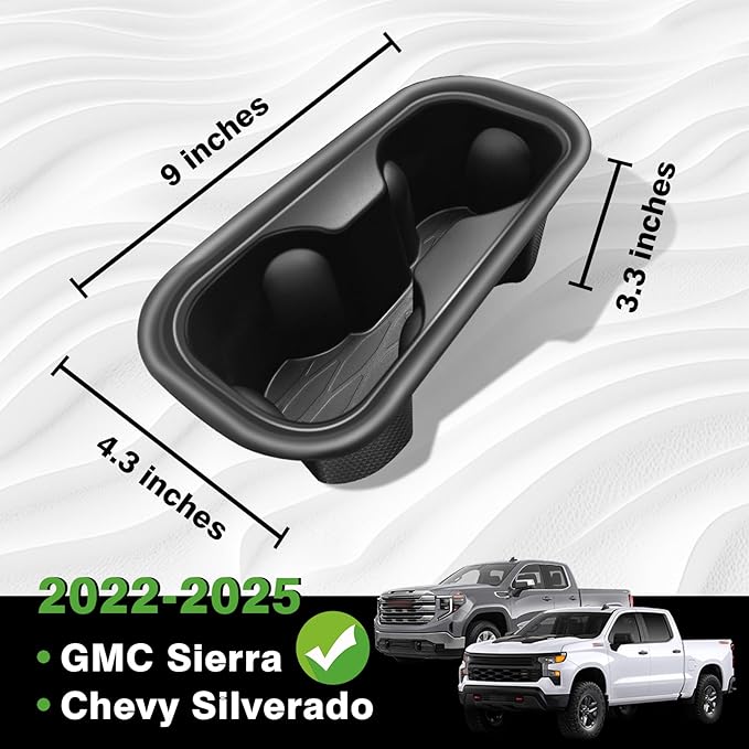 Muslogy Center Console Cup Holder Inserts Compatible with 2022-2024 2025 Chevy Silverado & GMC Sierra Accessories Middle Console Drink Holder TPE Organizer Non-Slip Drink Stopper(Bucket Seat Only)