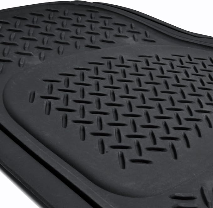 BDK MaxDuty Rubber Floor Mat for Car, SUV,Van & Truck - Super Heavy Duty Rubber , Trim to Fit & 3 Piece (Black)