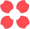 WORCAS 4Pcs Universal 3D Carbon Fiber Car Door Handle Paint Scratch Protector Sticker Auto Door Handle Cups Protective Pad(L-Red)