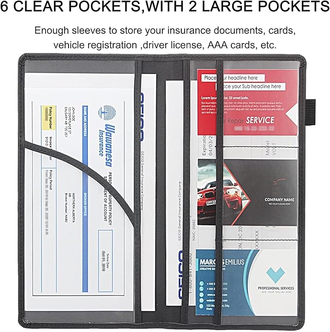 RAUEDWDJS Car Registration and Insurance Holder,Leather Vehicle Glove Box Organizer Wallet Case for Driver's License,ID Key Information Cards-Sky