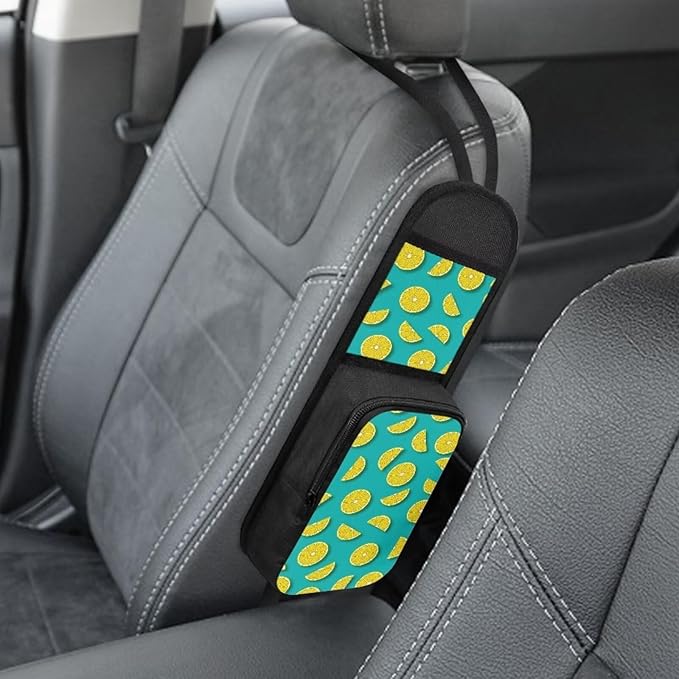 Lemon Car Seat Storage Pouch for Women Front Seat Side Hanging Bag Car Organizer Pocket for Purse Wallet Phone Card,Easy Install