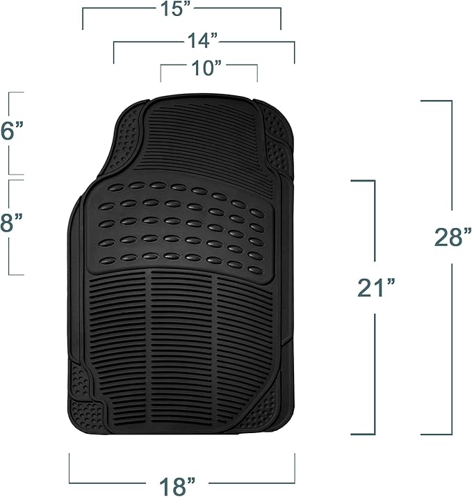 FH Group Automotive Floor Mats Climaproof for All Weather Protection Universal Fit Trimmable Heavy Duty fits Most Cars, SUVs, and Trucks, 2pc Front Set Solid Gray