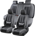 Coverado Seat Covers, Car Seat Covers Full Set, Leather Seat Covers for Cars, Car Seat Protector, Gray Car Seat Covers Front Seats and Back Seats Universal Fit for Most Cars Black