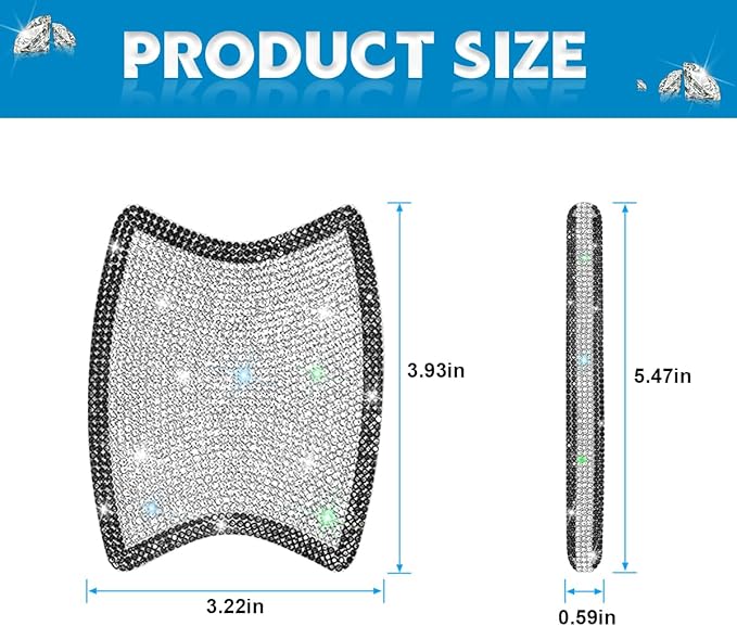 Mandark 8PCS Bling Car Door Handle Protector, Crystal Rhinestone Vehicle Door Bowl Protective Sticker, Glitter Anti-Scratch Auto Decor Decals Accessories, Universal for SUV, Sedan, Truck (Black/White)