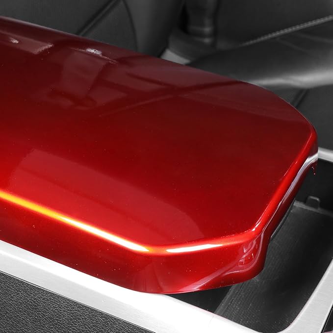 ABS Car Central Console Armrest Cover Armrest Cushion Cover Center Console Box Pad Compatible with Kia Stinger 2017-2024 Accessories (Glossy Red Style)