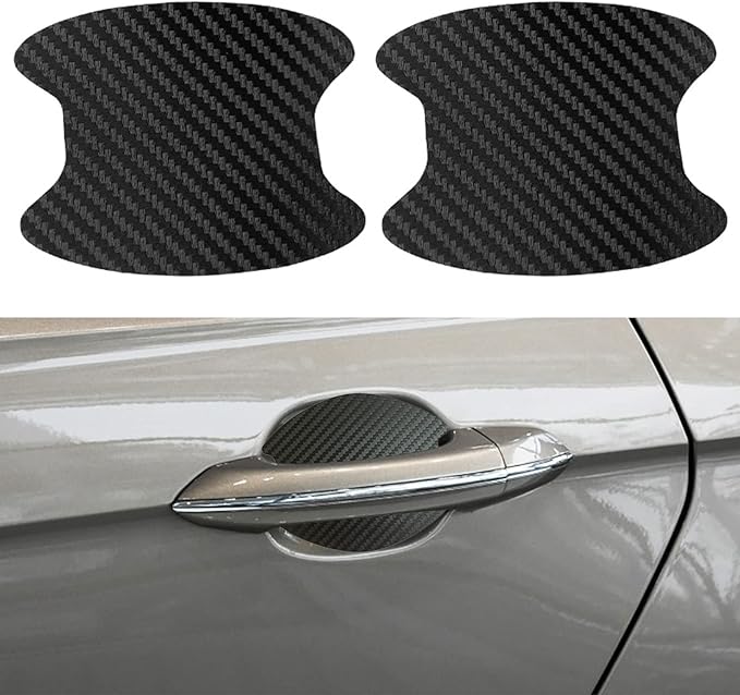 kingsea 4PCS Car Door Handle Scratch Protector, Removable Magnetic TPU 3D Carbon Fiber Texture Car Door Handle Paint Scratch Protector Sticker Universal (Style 7)