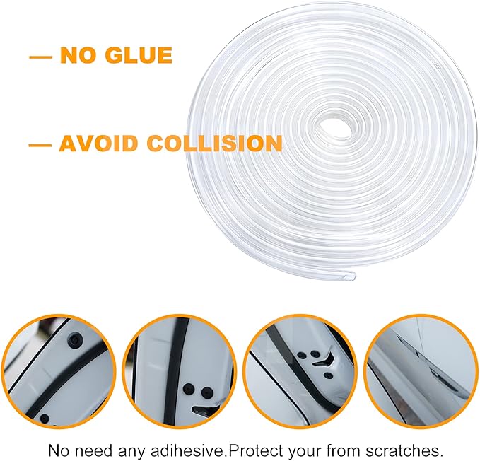 Eytool 5M Clear Door Edge Protectors, Rubber Edge Trim Seal Protector with U Shape Car Protection Door Edge Guard Fit for Most Car (Clear, 16.4FT)