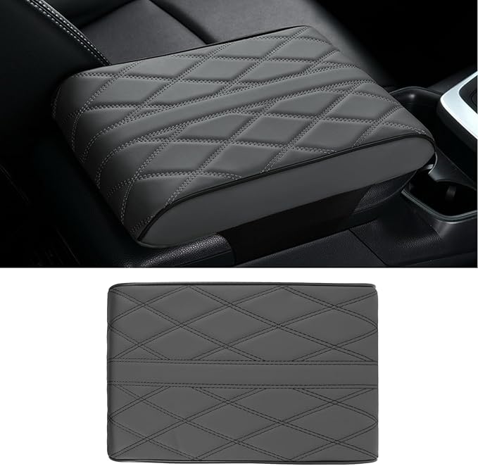 Memory Foam Car Armrest Cushion, 13"×8.3"×2" Leather Car Armrest Cover Pad, Auto Center Console Cover, Universal Vehicle Arm Rest Cover Protector, Interior Car Accessories (Gray)