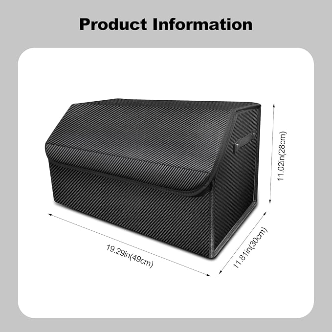 Ergocar Car Trunk Organizer, Car Boot Organiser Collapsible with Lid, Multi-Compartment Car Trunk Organizer Box with Securing Straps and Handles, Non Slip Bottom, Essential Car Accessories
