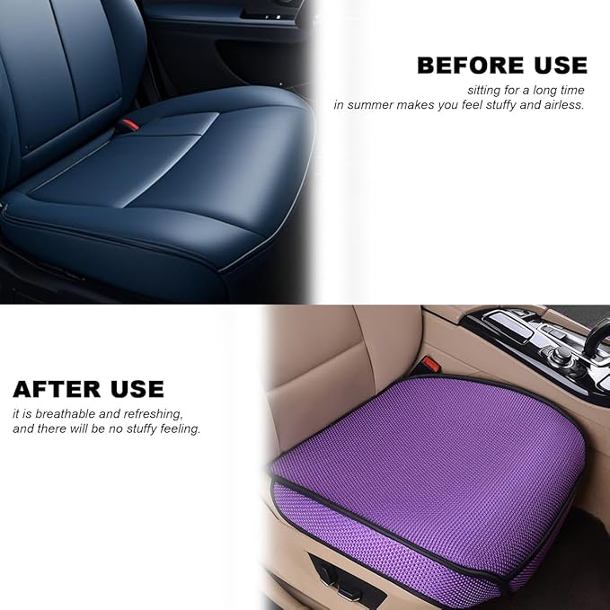 Car Front Seat Bottom Cover, Breathable Anti Slip Auto Frontseat Cushion Mat with Storage Pocket, Comfortable Vehicle Interior Chair Protection Pad, Universal for SUV Sedan Truck(Purple)