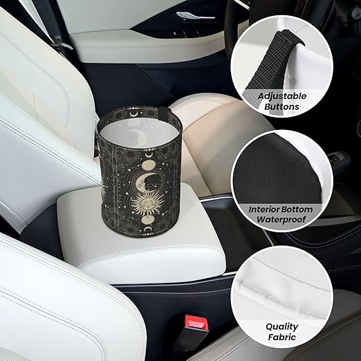 BEIANSHUO Vintage Sun Moon Stars Car Trash Can Collapsible Garbage Can,Hanging Trash Bag Water Proof with Suitable for Storage for Car Interiors,Home